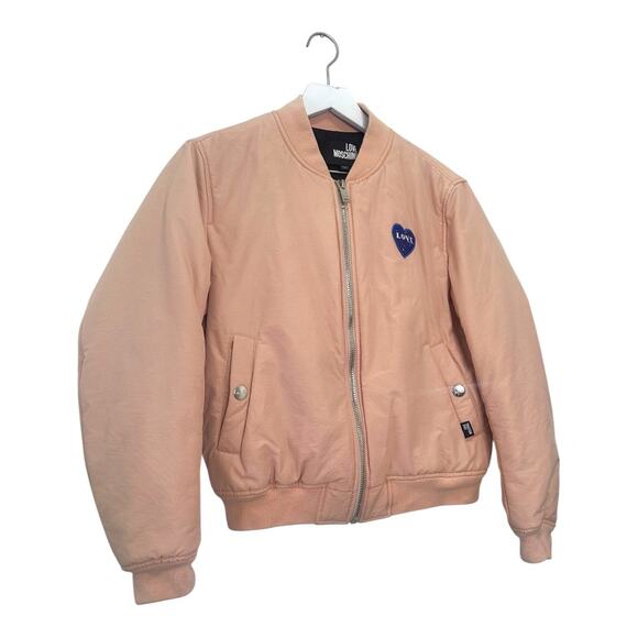 Love Moschino Pink Bomber Jacket with Heart Patch Size 4 - Picture 5 of 13